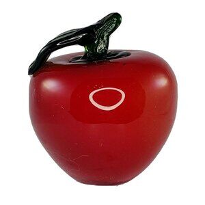 Art Glass Red Apple Fruit Fake Faux Home Decor